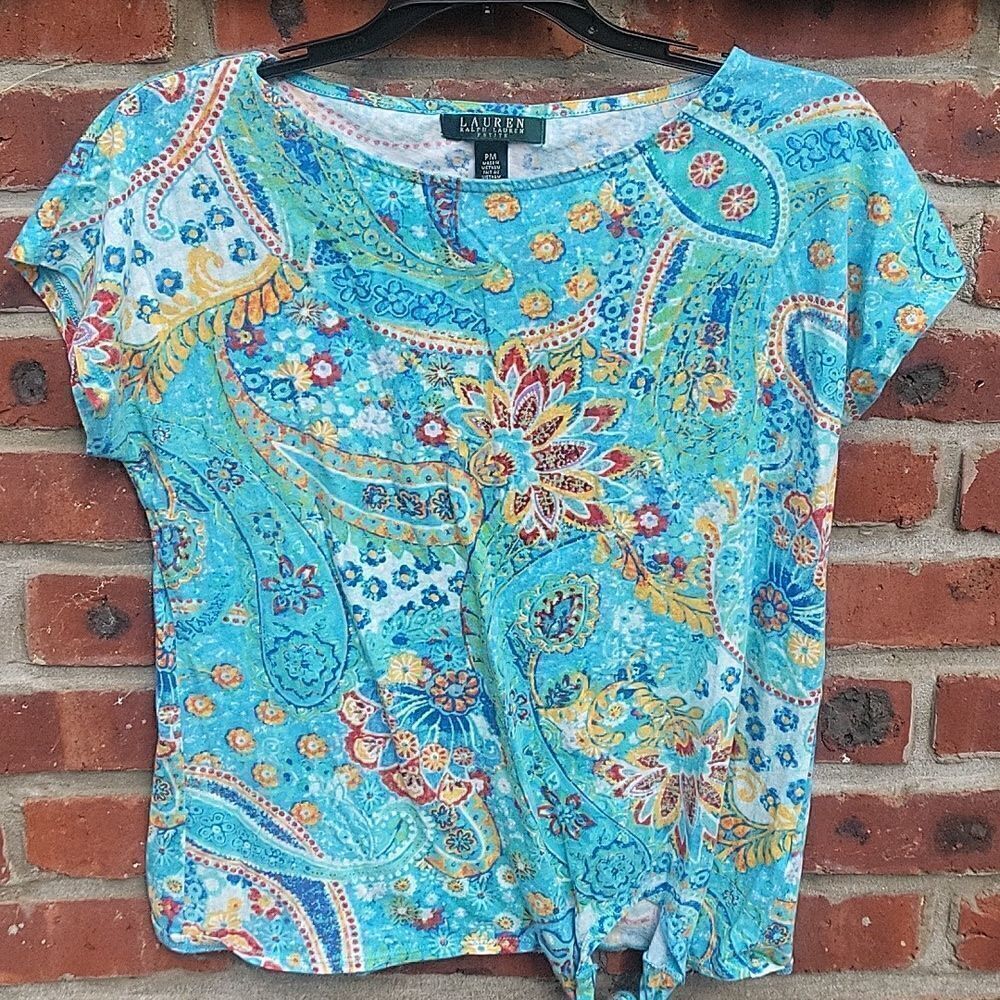 Rl front tie colorful tee